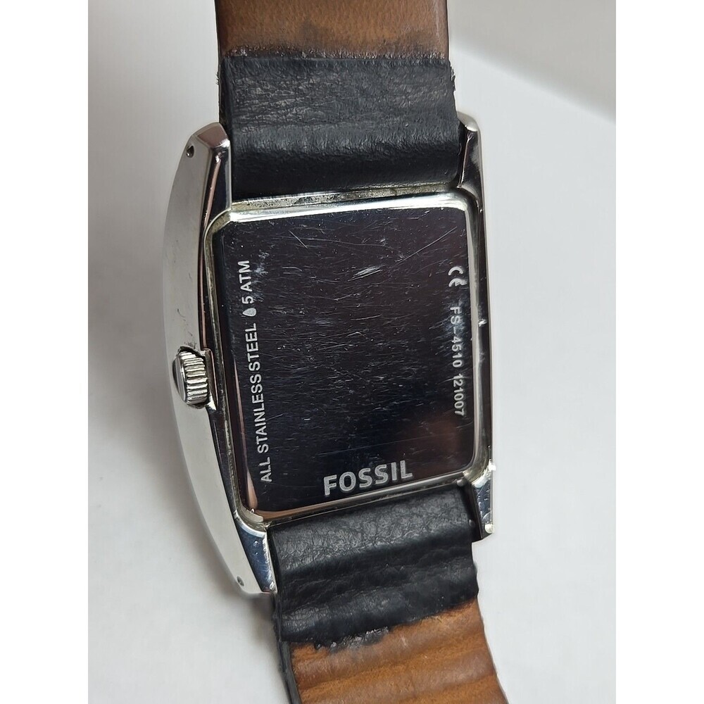 Fossil Arkitekt FS4510 Mens Tonneau Leather Date Watch New Battery 5ATM 50M - Picture 12 of 12